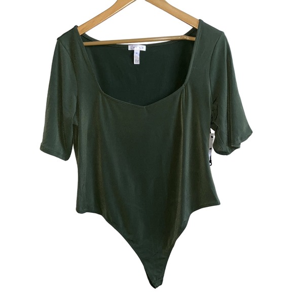Leith Bodysuit Women Size 1X Olive Green Thong Plus NWT * - Picture 1 of 5